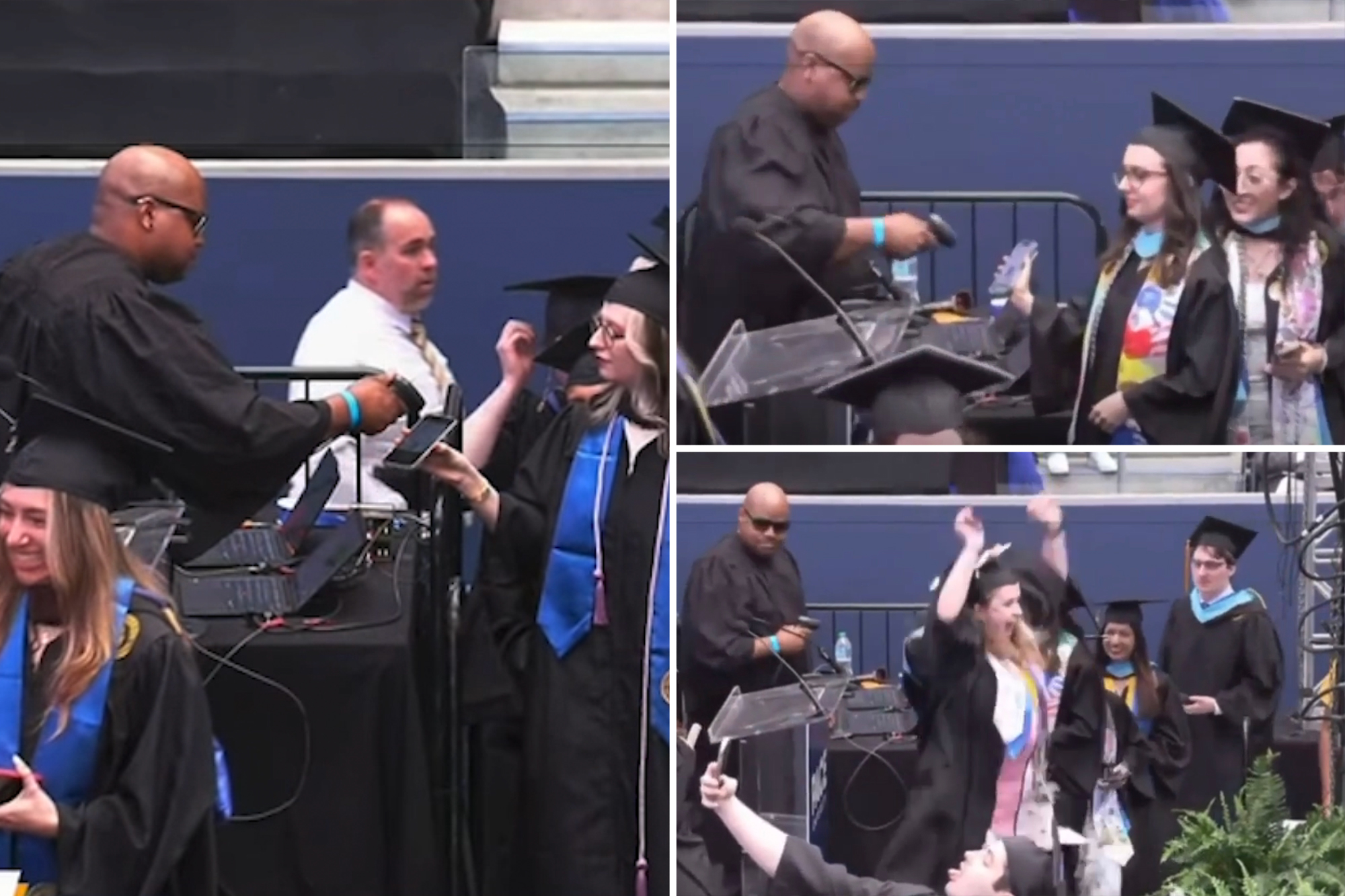 The university graduates shocked as names are read at the beginning - for alas: "What a beautiful personal touch!"