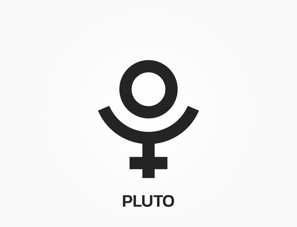 Symbol of Pluto's astrology. Zodiac, a sign of astronomy and horoscope. isolated vector image to